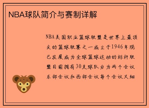 NBA球队简介与赛制详解